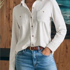 Faherty Shacket Womens Legend Sweater Shirt Neutral Cream Soft Stretch